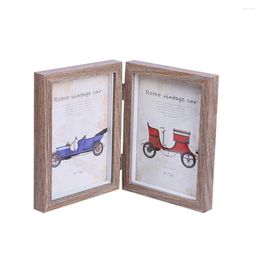 Frames 4x6 Inch Fashion Simple Wooden Picture Frame Double Po (Original Wood Color)