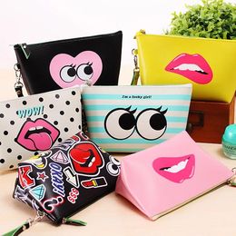 Bag Girls Makeup Cartoon Wash Girl Red Lips Large Waterproof Storage Basketball Purse Hand Little