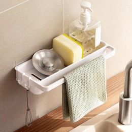 Kitchen Storage Sponge Sink Holder Punch-free Dish Drain Rack Shelf Bathroom Shelves Hanging Organizer Accessories