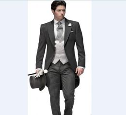 Custom Made Newest Groom Tuxedos Peak Lapel Men039s Suit Morning Style GroomsmanBridegroom WeddingProm Suits JacketPantsTi3382232