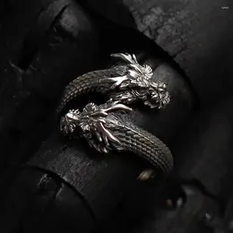 Cluster Rings Vintage Double Headed Dragon For Men Women Trend Punk Adjustable Male Ring Hip Hop Charm Accessories Gifts Wholesale