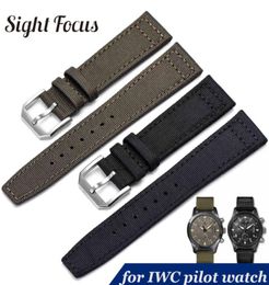 20mm 21mm 22mm Nylon Canvas Fabric Watch Band For Iwc Pilot Spitfire Timezone Top Gun Strap Green Black Belts Wristwatch Straps Y12717844