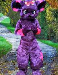 Halloween Adults Size Purple Husky Fox Mascot Costumes Christmas Fancy Party Dress Cartoon Character Outfit Suit Carnival Easter Advertising Theme