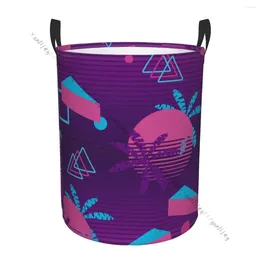 Laundry Bags Bathroom Organiser Memphis Palm Tree And Geometric Folding Hamper Basket Laundri Bag For Dirty Clothes Home Storage