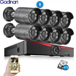 System Gadinan H.265 8 Channel 3MP POE System Kit Audio Bullet IP Security Camera IR Outdoor Waterproof CCTV Video Surveillance NVR Set