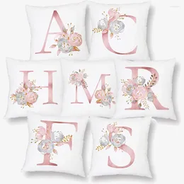 Pillow 26 English Letters Alphabets Covers Floral Letter Baby Name Initials Family Love Case Gift Present