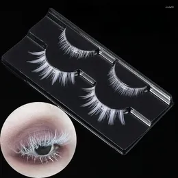 False Eyelashes 2 Pairs Halloween Party Cosplay White Upper&Lower Extension Soft Wispy Natural Lash Makeup