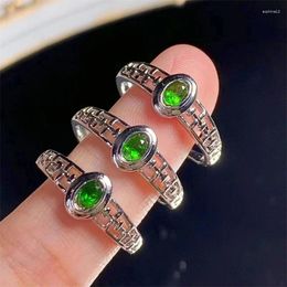 Decorative Figurines 6pcs Natural Diopside Ring Green Gemstone Variable Classic Women Party Jewelry Healing Reiki Gift