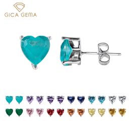Rings Gica Gema Luxury Multicolor Zircon Stud Earrings 925 Sterling Silver Heart Shaped Earrings Fine Jewelry Wedding Party 2022 Trend