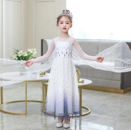 Retail kids Girls dress snow queen diamond tutu Pleated princess dresses short and long Christmas designer Luxury party cosplay cl3512521