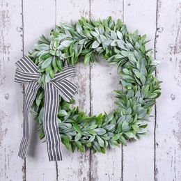 Decorative Flowers Spring House Decoration Flower Wreath Ear Classic Striped Bow Shopping 3 Christmas Wreaths