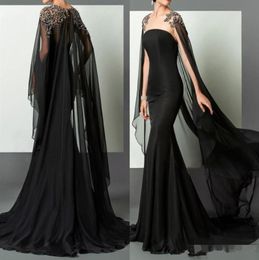 Black Crystal Beaded Arabic African Evening Dresses 2018 New Elie Saab Prom Party Gown Simple Cheap Special Occasion Dress7650597