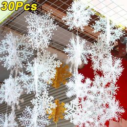 Party Decoration 30Pcs Christmas Snowflake Ornaments Artificial Hanging White DIY Xmas Tree Ornament Holiday Year Decorations