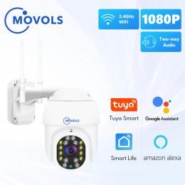 Cameras MOVOLS 1080P Tuya WIFI IP Camera Smart Auto Tracking Googole Alexa Wireless PTZ Outdoor Video Surveillance CCTV Security Camera