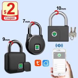 Lock Tuya Smart Home Fingerprint Lock Bluetooth Fingerprint Padlock Door Lock IP65 Waterproof Keyless USB Rechargeable House Locks
