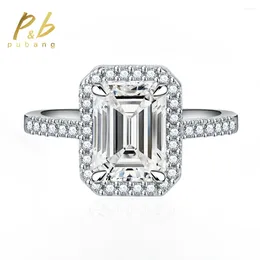 Cluster Rings PuBang Fine Jewellery 925 Sterling Silver Emerald Cut Created Moissanite Gemstone Engagement Ring For Women Gift Drop