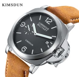 KIMSDUN new Men039s Leather Strap Quartz Watch Fashion Trend Military Luminous Clock Luxury Leisure Relogio Montre Femme Wrist7543766