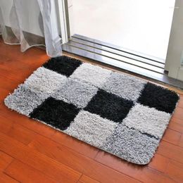 Carpets Bathroom Mat Non Slip Doormat Living Room Bedroom Blue Grey Brown Lattice Plush Fabric Mats Area Rug Tapetes De Cozinha 50x80cm