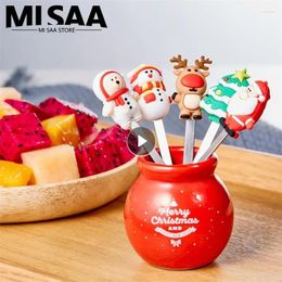 Forks Christmas Fruit Fork Cute Design Lovely Stainless Steel Environmental Protection Dessert Tableware Party Supplies