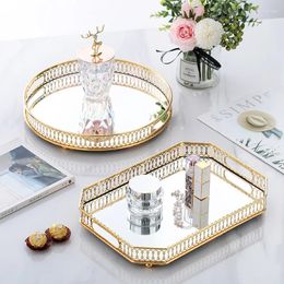 Plates Metal Decorative Tray Makeup Organiser Box Jewellery Display Home Mirror Fruit Snack Candy Dish Tea Table Storage