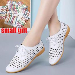 Casual Shoes Summer Women Flats Cutouts Genuine Leather Loafers Woman Breathable Ballet Oxford