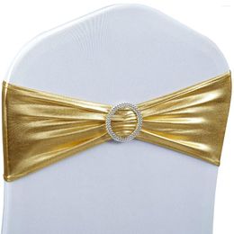 Chair Covers Spandex Sashes Bows Premium Stretch Cover Band With Buckle Slider Universal Elastic Ties For Wedding Party