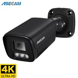 Cameras New 4K 8MP IP Camera Audio Outdoor POE CCTV H.265 Onvif Metal Black Bullet Home 4MP Human Detection Surveillance Camera