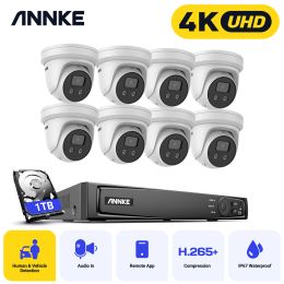 System Annke AC800 4K 8MP Security Video Surveillance Cameras H.265+ Human Tracking Two Way Audio 8CH NVR POE Video Camera CCTV System
