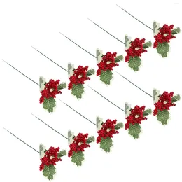 Decorative Flowers 6pcs Artificial Christmas Simulation Berry Decor Bouquet Picks Red Branches For Wedding Party Or