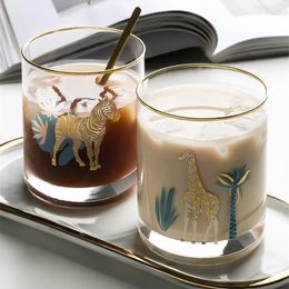 Wine Glasses Transparent Glass Refined Whiskey Cartoon Animal Phnom Penh Light Luxury Coffee Mug Breakfast Milk Cup Home Drinkware