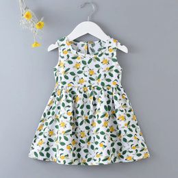 Casual Baby Girl Vest Cotton Infant Dress Toddler Sleeveless ALine Pleated Kids Clothes Mini Princess 240329