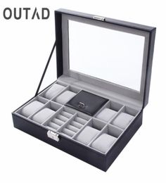 Watch Boxes Cases Mixed Grids PU Leather Box Jewelery Storage Container Ring Bracelet Organiser Display Casket Caja De Reloj7752994