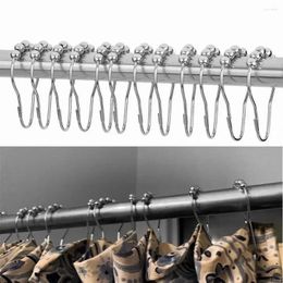 Shower Curtains 12Pcs Curtain Poles Rod Hook Hanger Sliver Colour Iron Material Ring Bath Drape Loop Clasp Drapery Bathroom Home Use Clips