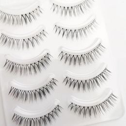 False Eyelashes 5pair Mink Clear Band Crisscross Transparent Handmade Dramatic Lashes Upper Lash