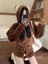 Women's Tracksuits Sweet Autumn Japanese Style Kawaii Suit Warm Cute Coat Casual Slim Y2k Shorts Outwear Korean Fashion 2 Piece Set Woman