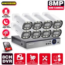 System 8CH 8MP Ultra HD AHD TVI 6 IN1 Digital Video Security System 4K H.265 Surveillance NVR DVR 8MP HD IP66 AHD CCTV Bullet Cameras