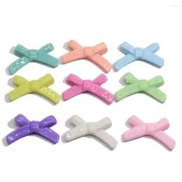 Decorative Flowers 100/50pc Cute Kawaii Resin FlatBack Bowknot Bow Mixed Colours Diy Kids Crafts Hairbow Jewellery Phone Case Decoration