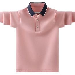 Boys School Uniform Polo Shirt Spring Autumn Turn-Down Collar Kids Long Sleeve Tops For Childrens Age 4-15 Years Clothes 240319