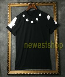 Europe summer Designer tshirts tag clothing mens White five pointed star flock printing t shirt fashion tshirts Camiseta tops tee8089030