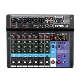 Microphones Teyun 8 6 4 Kanaals Professionele Draagbare Mixer Sound Mixing Console Computer Input 48V Power Nummer Liveuitzending A4 a6 A8