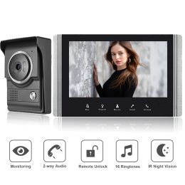 Intercom Video Intercom System 7 Inch Monitor Wired Video Door Phone Doorbell Kits Indoor Outdoor IR Camera for Villa House Apartment