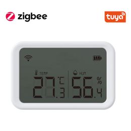 Clothing Tuya Zigbee Temperature Humidity Sensor Detector with Lcd Screen Works with Tuya Zigbee Hub Zigbee2mqtt