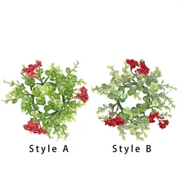 Decorative Flowers Candle Garland Rings Christmas Decoration 8.66" For Cafes Farmhouse Parties