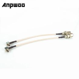 ANPWOO 15cm 5.9" Customise Coaxial RF Cable Connector 3G Modem TS9 Right Angle to F Female with Pigtail Cable RG316