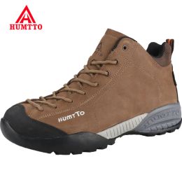 Boots Humtto Brand Big Size Winter Leather Boots Men Rubber Hiking Hunting Mens Snow Ankle Boots Mens Designer Man Work Safety Shoes