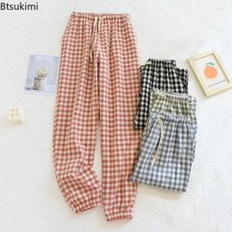 Women's Sleepwear 2024 Casual Home Pants For Couple Plaid Pyjama Spring Summer Lovers Men Women