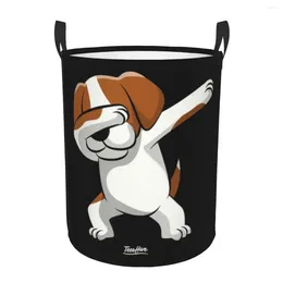 Laundry Bags Funny Dabbing Beagle Dog Basket Collapsible Clothing Hamper Toys Organiser Storage Bins