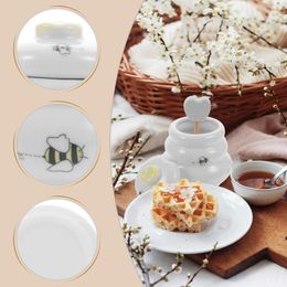 Dinnerware Sets Honey Jar With Stick Dispenser Household Syrup Pot Desktop Container Jars Ceramic Sugar Bowl