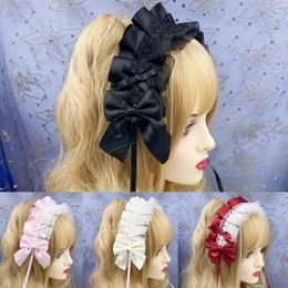 Party Supplies 2024 Lovely Sweet Hair Hoop Anime Maid Cosplay Headband Lolita Lace Flower Headwear Accessory Hand Made Droppshing