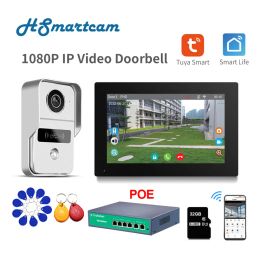 Intercom Tuya 1080P 7 Inch Colour Touch Screen Wireless Wifi IP POE Video Doorbell Smart APP Home Intercom for RFID Access Control System